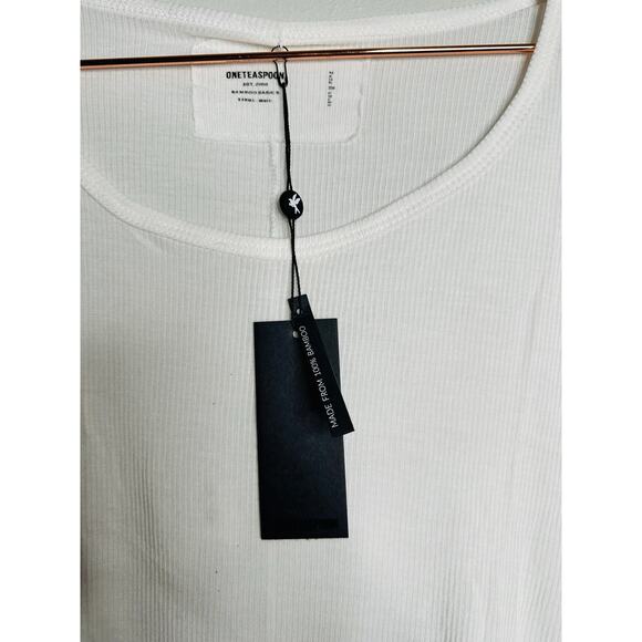 ONE TEASPOON White Ribbed High/Low Tee Snaps on Sides Tee Shirt NWT Size Small - Picture 5 of 10